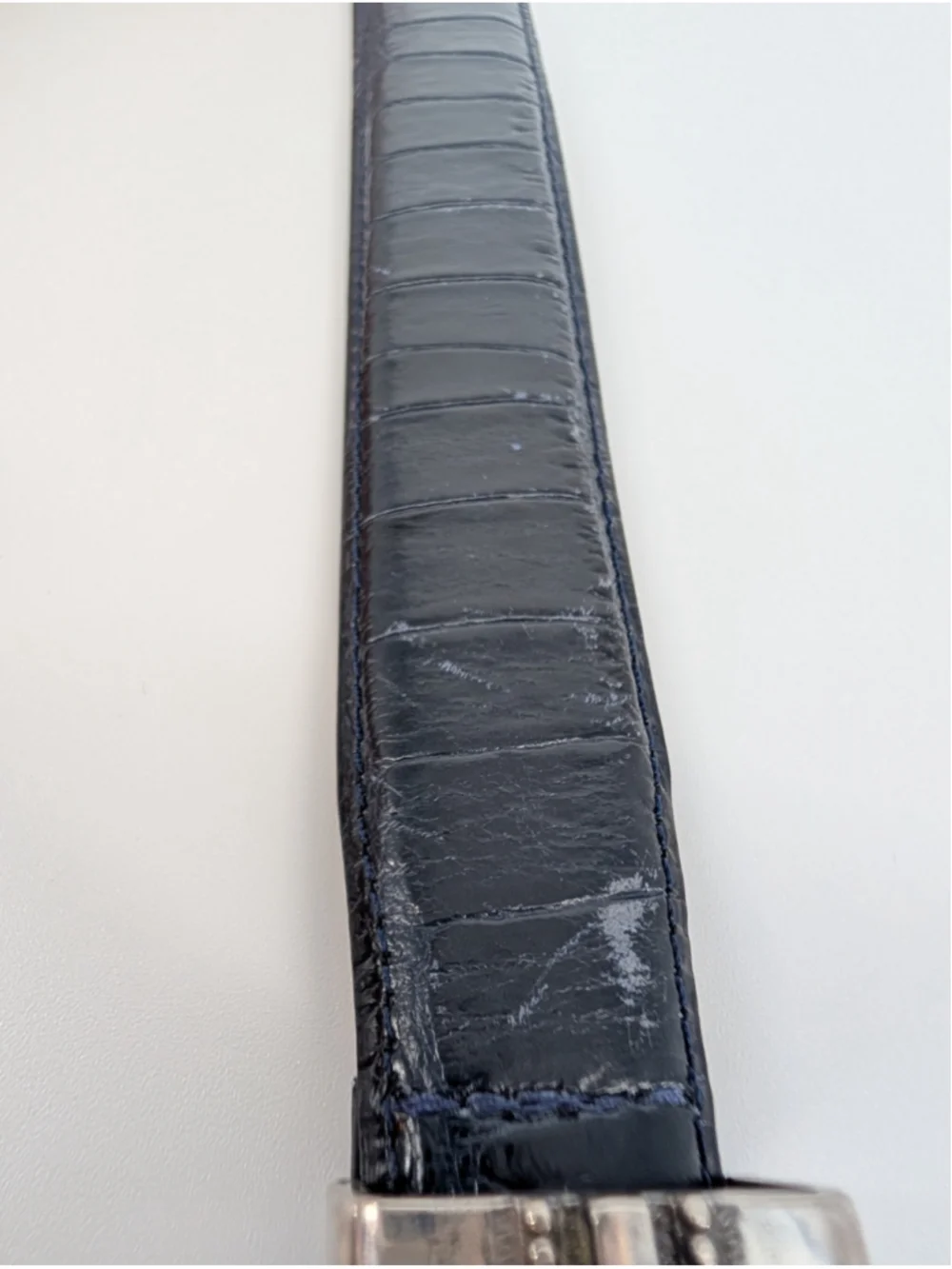 Belt Master Black Croc Embossed Leather Belt 36 Silver Western Buckle Heritage